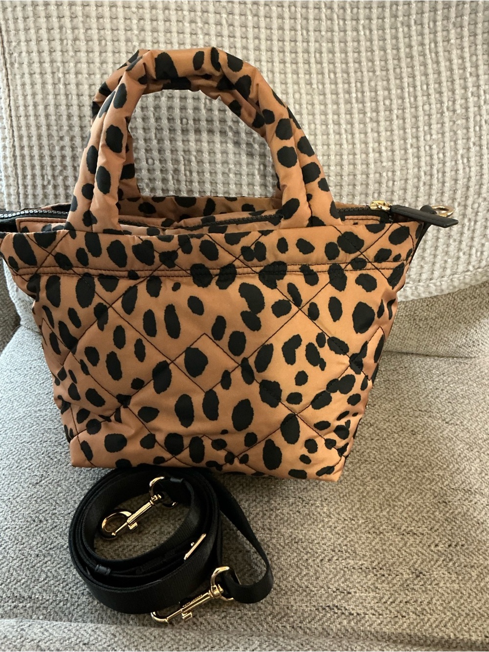 Marc Jacobs Mini Cheetah Print Quilted Nylon Tote Bag - Picture 4 of 8